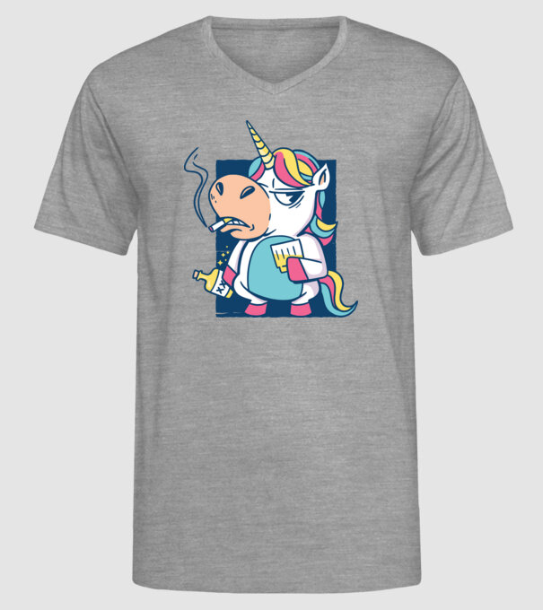 Unicorn rebel model gri pe tricou