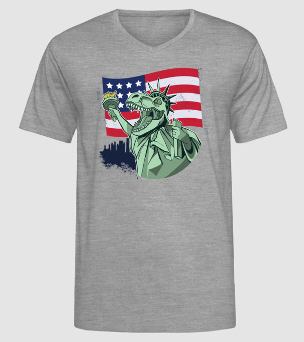 Liberty-Rex SUA Dinozaur model gri pe tricou