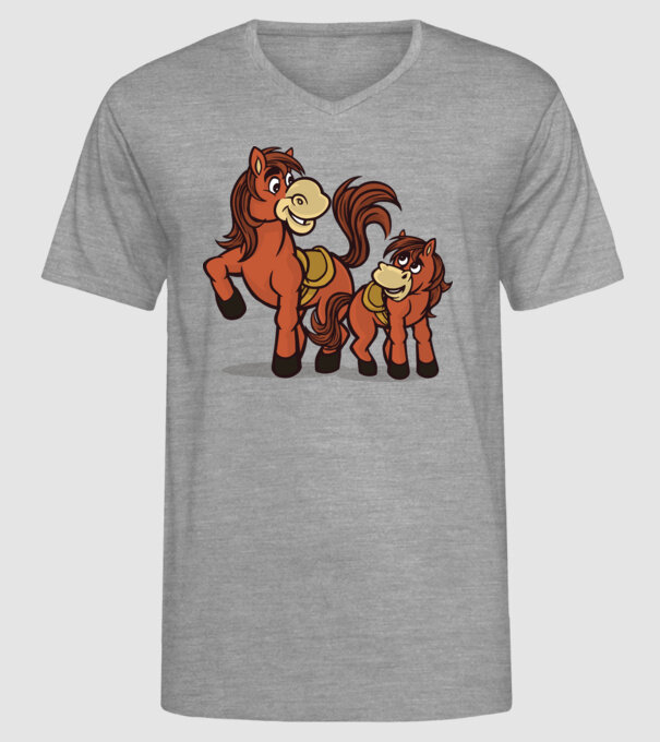 Cal cu mânz model gri pe tricou