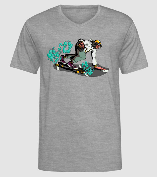 Longboard model gri pe tricou