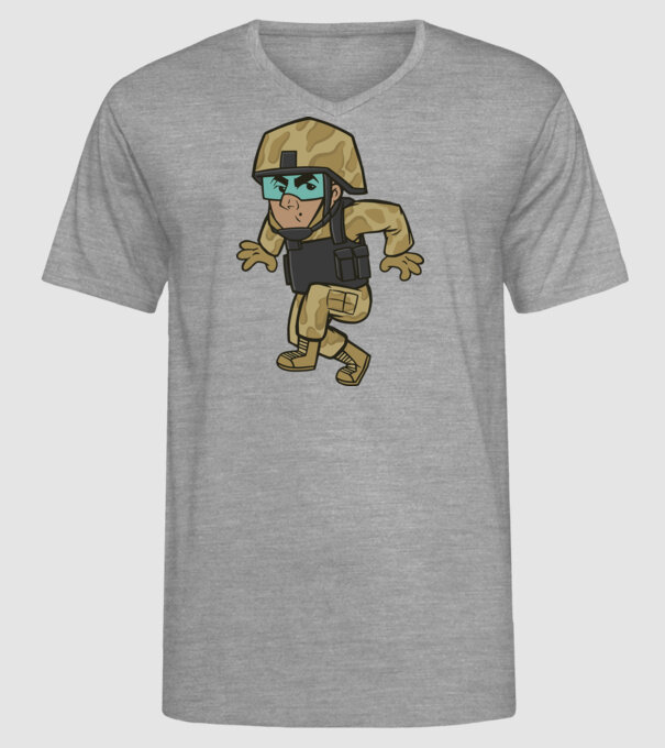 Soldat strecurându-se model gri pe tricou