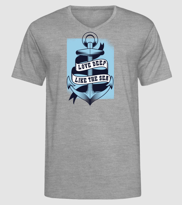 'Love deep like the sea ancoră dragoste Valentine''s Day' model gri pe tricou