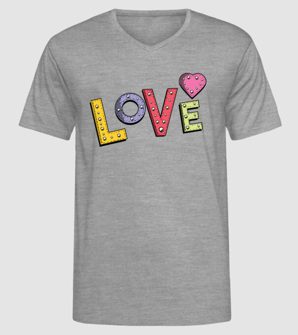 'Inscripție Love pentru Valentine''s Day' model gri pe tricou