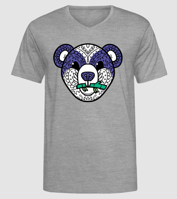 Mandala Panda model gri pe tricou