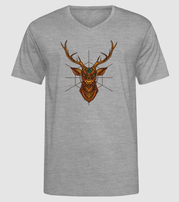 Mandala Cerb model gri pe tricou