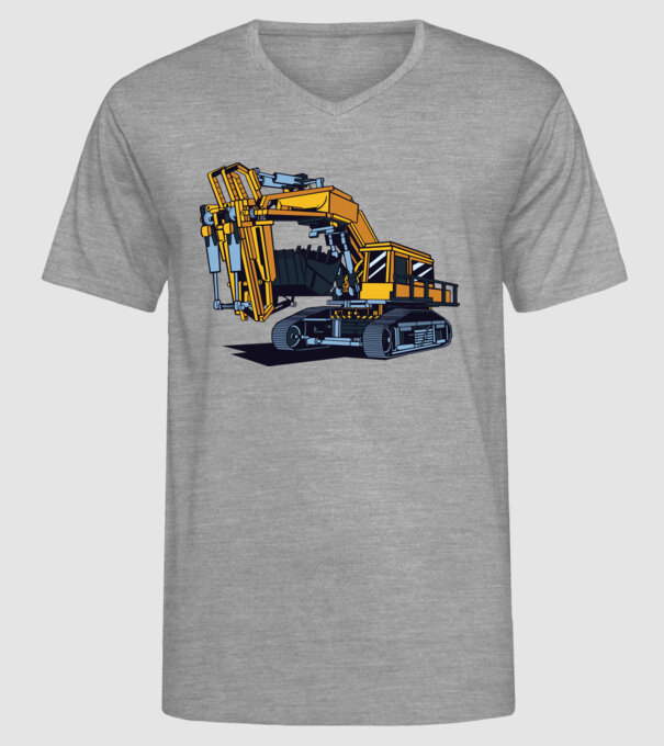 Excavator model gri pe tricou