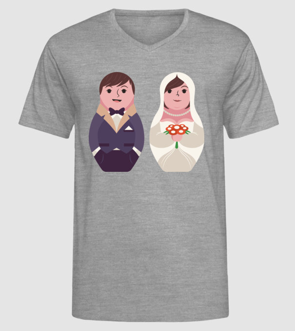 Matrioșka Căsătorie model gri pe tricou