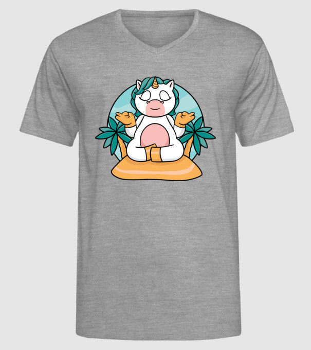 Unicornul meditator model gri pe tricou