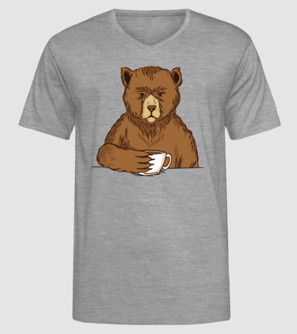 Urs cu cafea model gri pe tricou