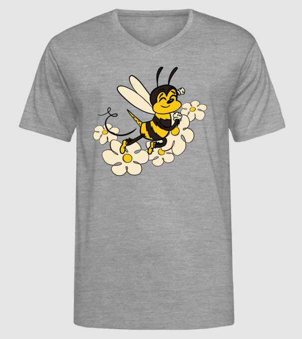 Albină Floare model gri pe tricou