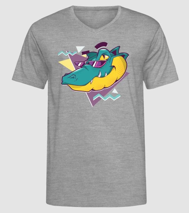 Aligator cool model gri pe tricou