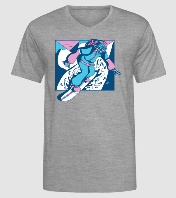 Snowboarder cool model gri pe tricou