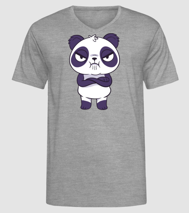 Panda furios model gri pe tricou
