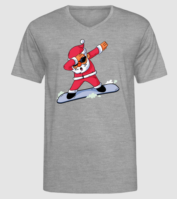 Moș Crăciun Snowboard DAB tricou amuzant model gri pe tricou