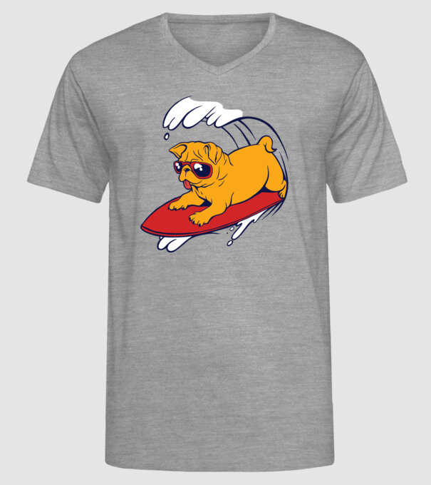 Mops Surf model gri pe tricou
