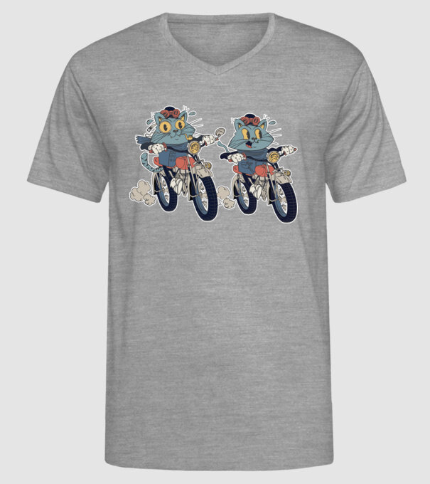 Pisicuțe motocicliste model gri pe tricou