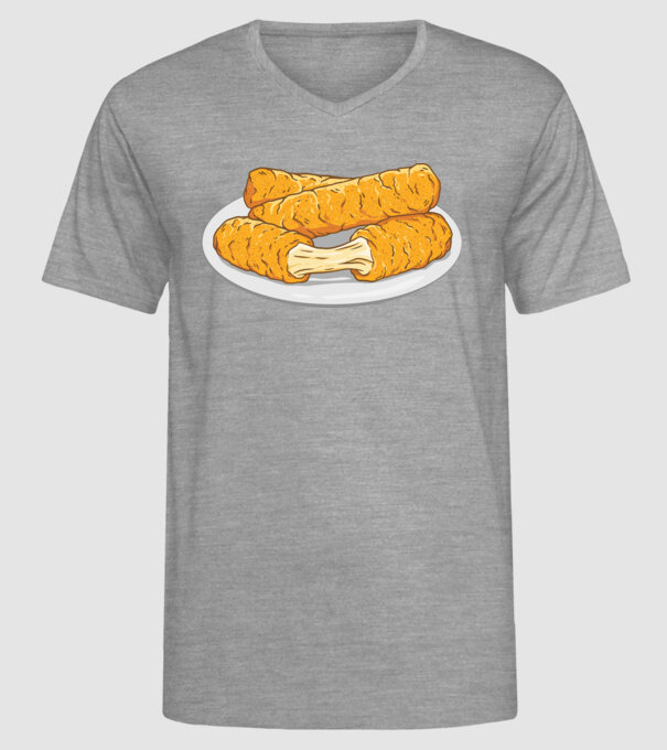 Fâșii de mozarella model gri pe tricou
