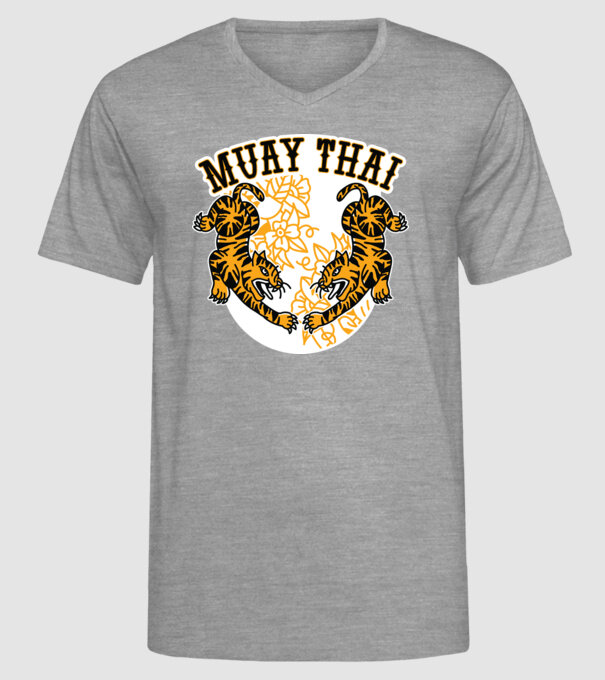 Tigri Muay Thai model gri pe tricou