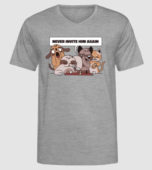 Să nu-l mai invităm niciodată - Leneș model gri pe tricou