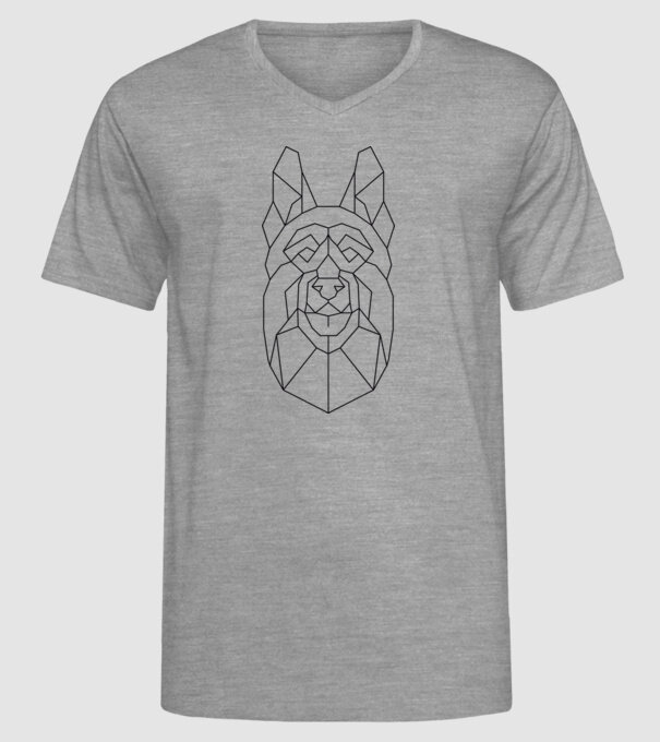 Cap Ciobănesc german Polygon model gri pe tricou
