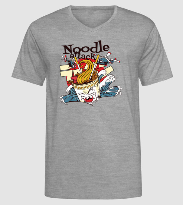 Noodle Attack model gri pe tricou