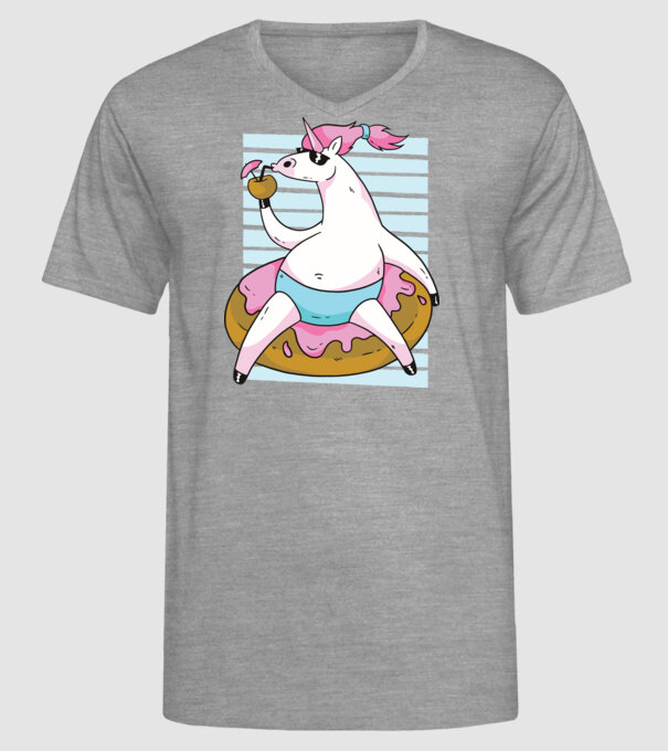 Unicorn în vacanță model gri pe tricou