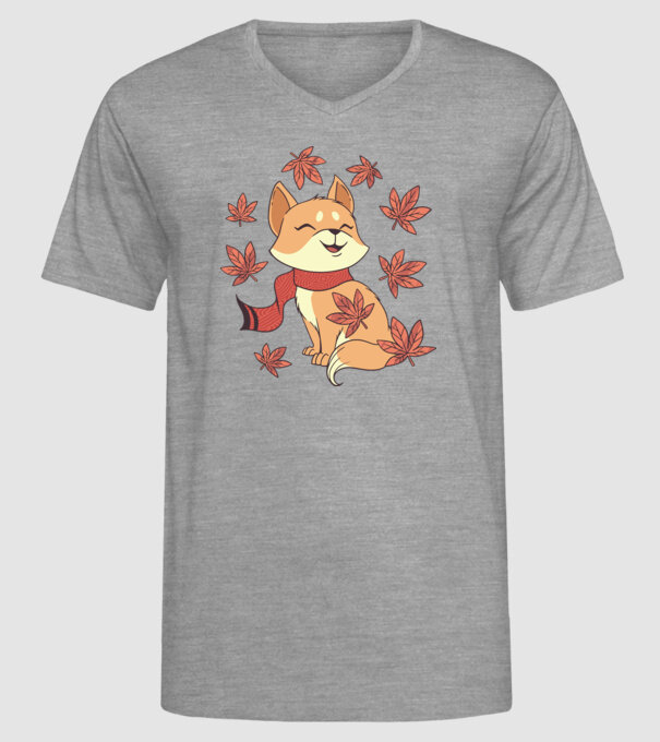 Pisică Toamna model gri pe tricou