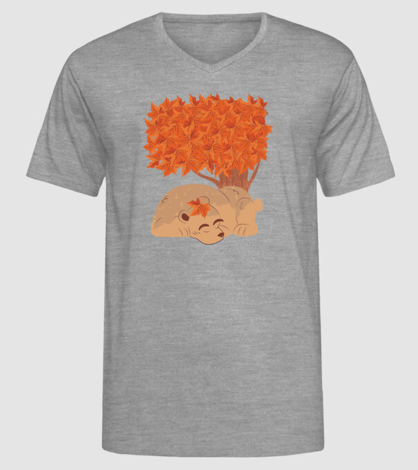 Urs de toamnă model gri pe tricou
