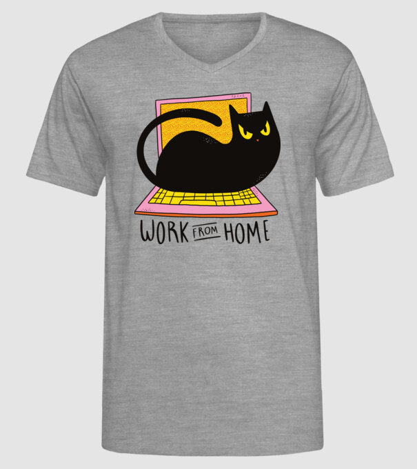 Home offfice cu pisică model gri pe tricou