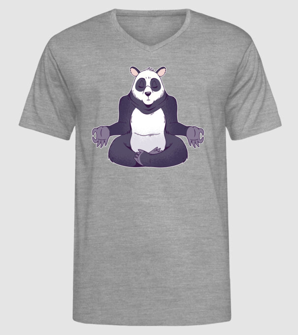 Panda Meditație model gri pe tricou