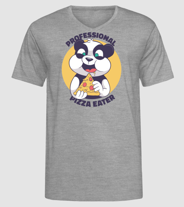 Panda Pizza model gri pe tricou