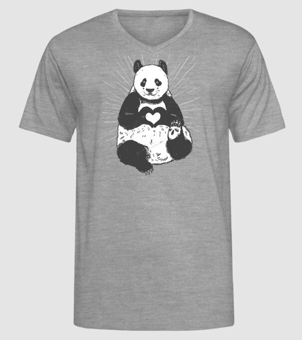 Inimă panda model gri pe tricou