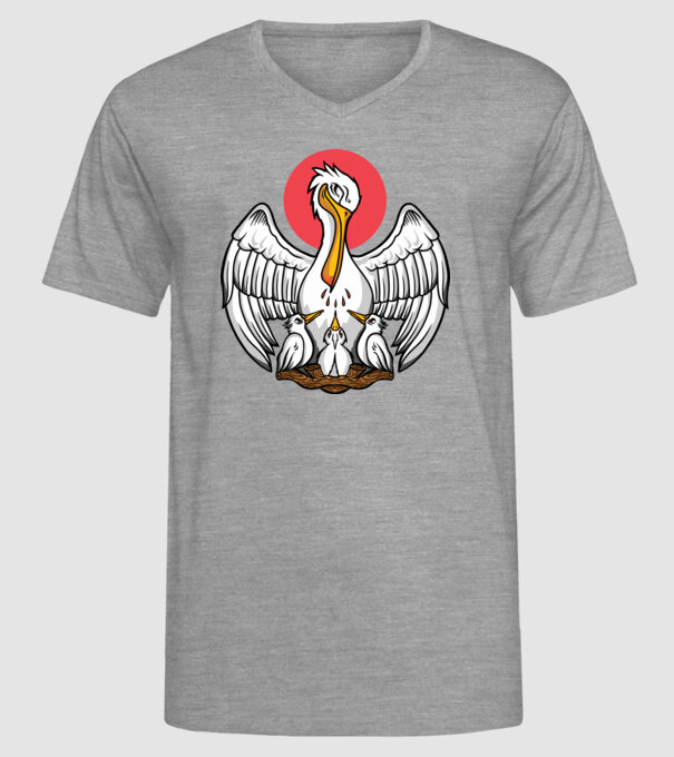 Familie Pelican model gri pe tricou