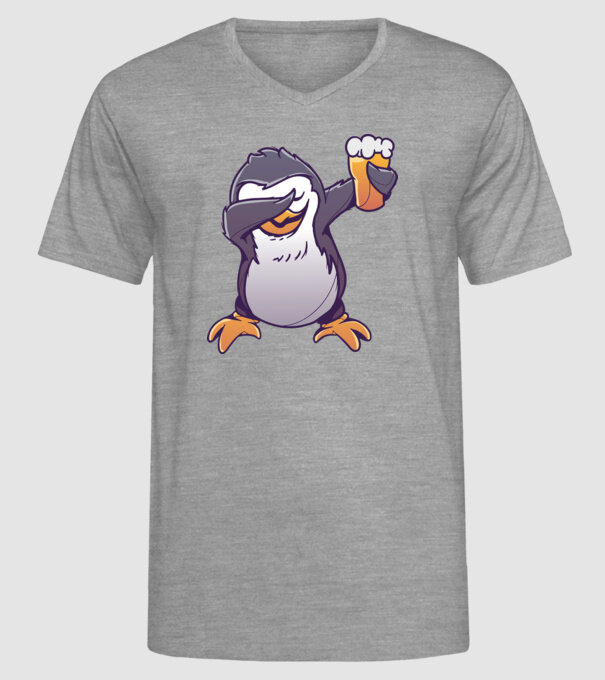 Pinguin cu Bere DAB model gri pe tricou