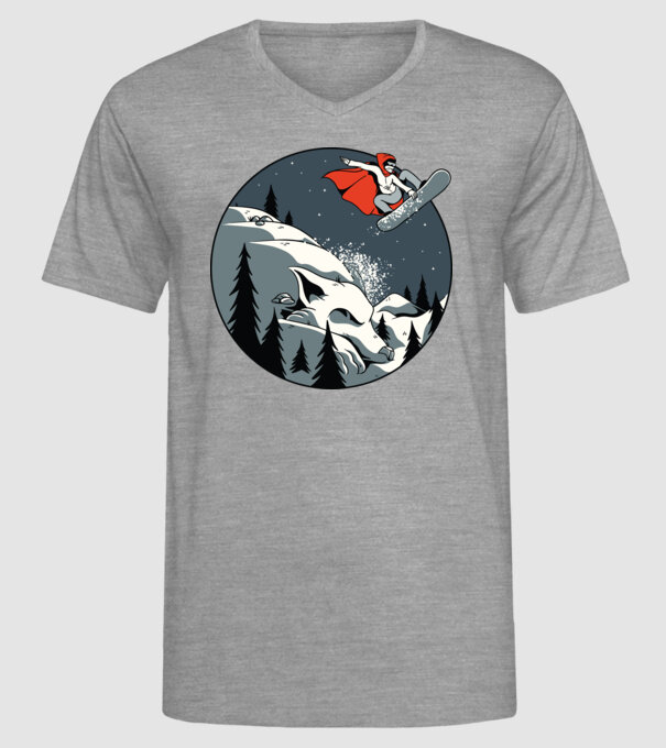 Scufița Roșie și Lupul Snowboard model gri pe tricou