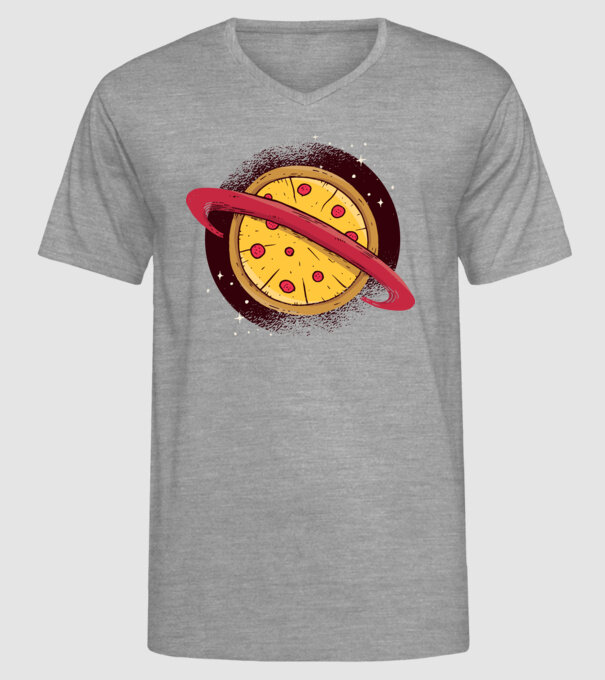 Pizza Planetă model gri pe tricou