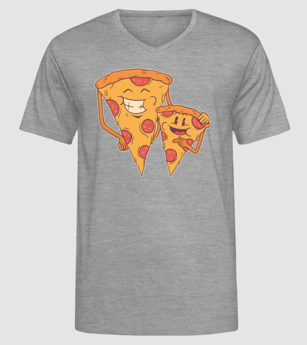 Familie Pizza model gri pe tricou