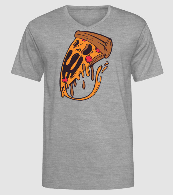 Pizza Horror model gri pe tricou