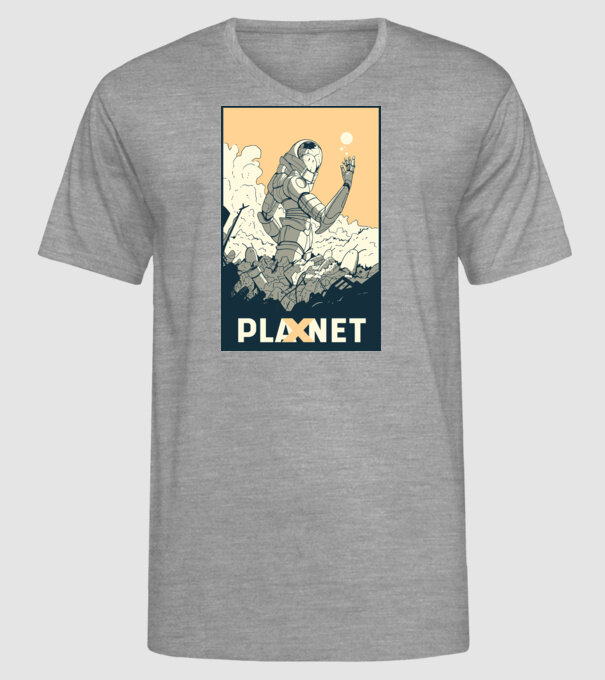 Planet X model gri pe tricou