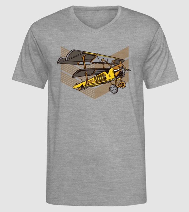 Avion cu elice model gri pe tricou