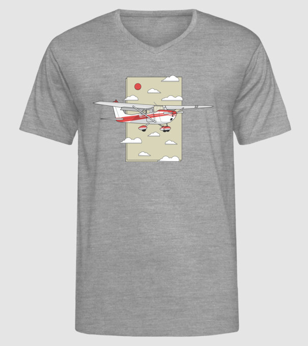 Avion cu elice model gri pe tricou