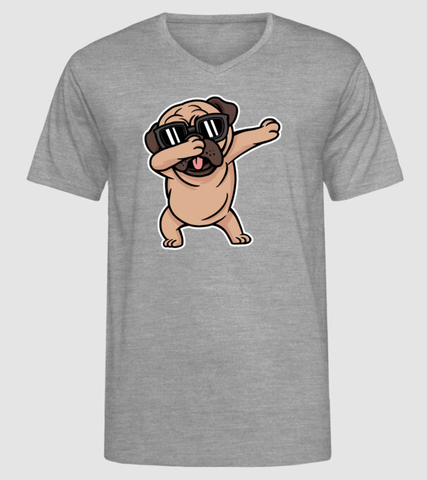 Pug DAB model gri pe tricou