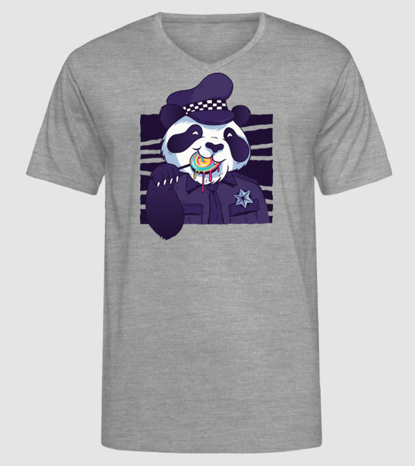 Panda polițist cu acadea model gri pe tricou