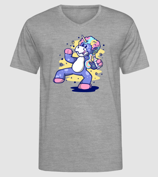 Unicorn beat model gri pe tricou