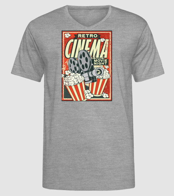 Afiș cinema retro model gri pe tricou