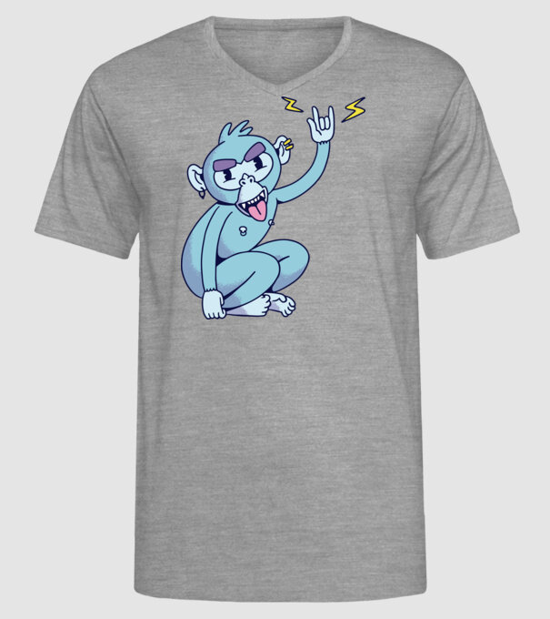 Maimuța Rocker model gri pe tricou