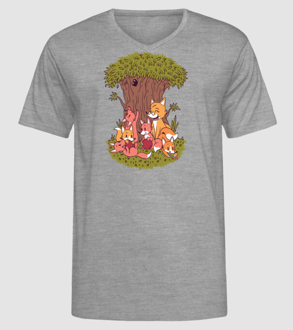 Familie Vulpe model gri pe tricou