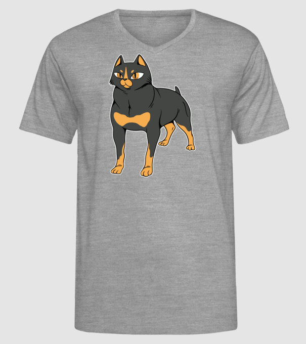 Rottweiler pisică model gri pe tricou
