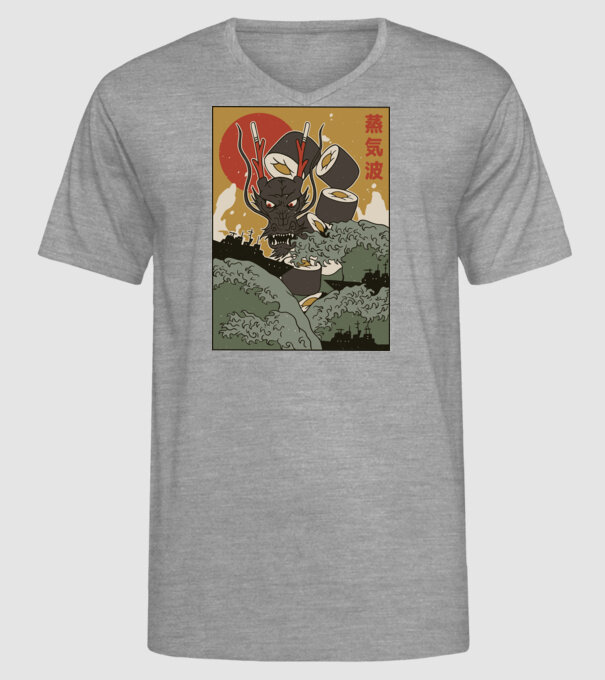 Dragon Sushi model gri pe tricou