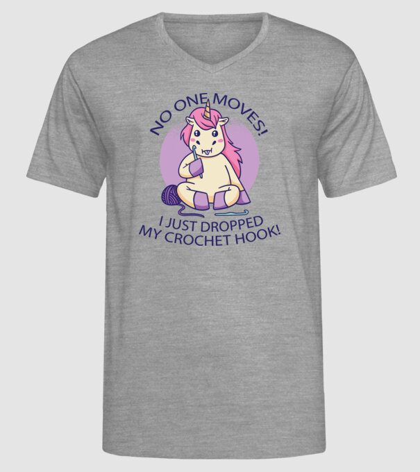 Nu mișcă nimeni, mi-a căzut acul de tricotat - Unicorn model gri pe tricou